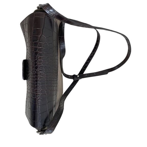 Claudia Firenze Made in Italy Suede Croc Embossed Leather Crossbody - Picture 9 of 13